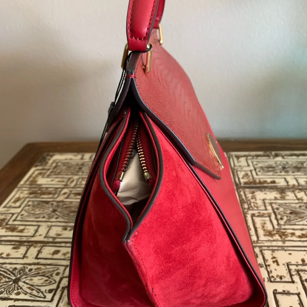 Genuine leather elegant red handbag. Brand new